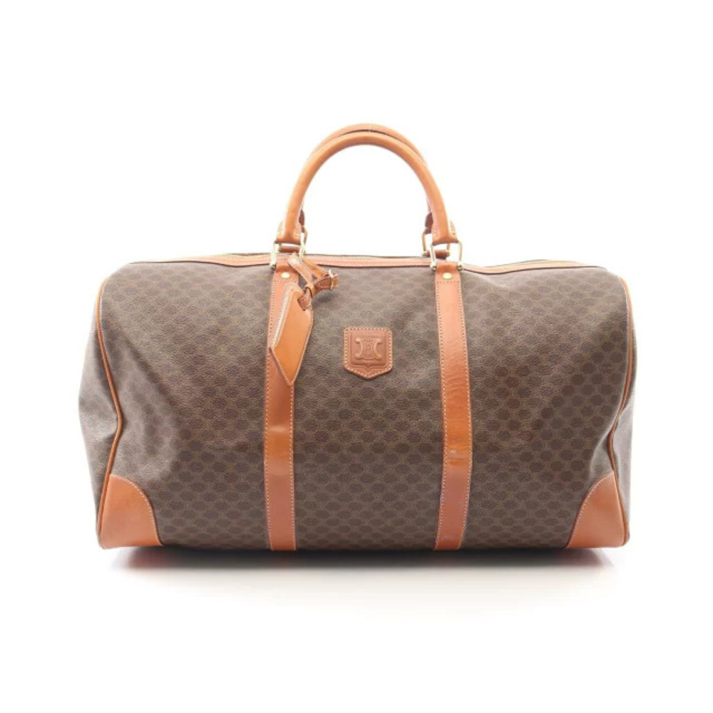 Celine Macadam Boston Bag Canvas Leather Brown
